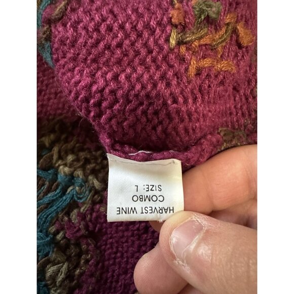 Northern Isles Portraits Hand Knit Button Cardigan Sweater Cottage Women Size L - Picture 11 of 13